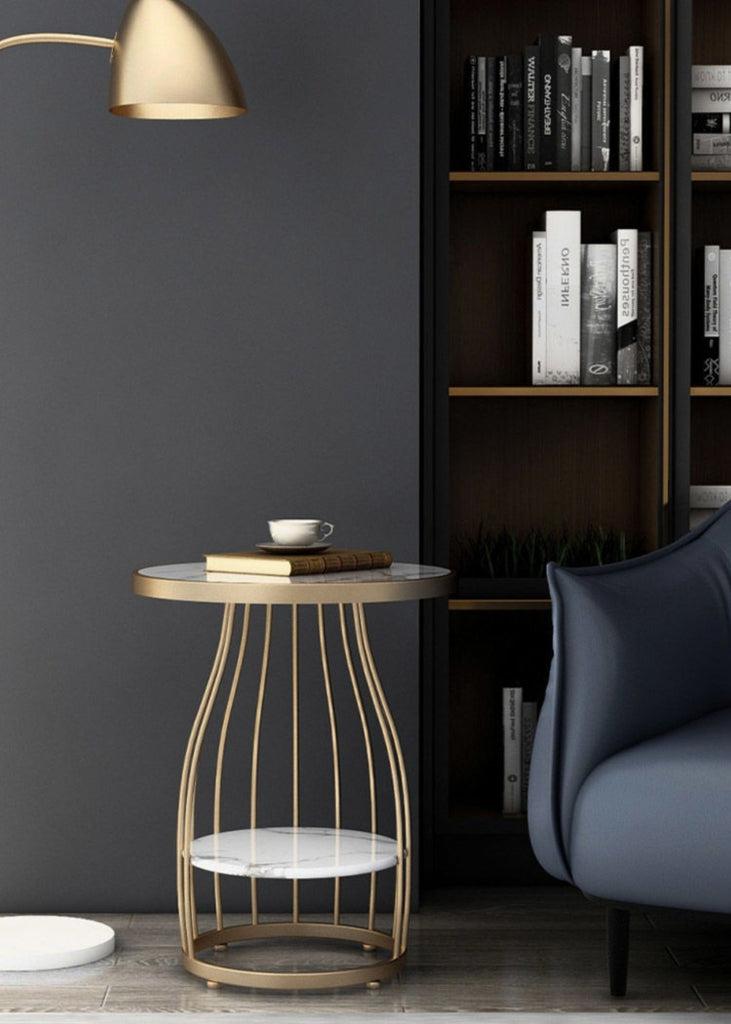 Lixra Set Of 2 Round Marble Finish Side Table