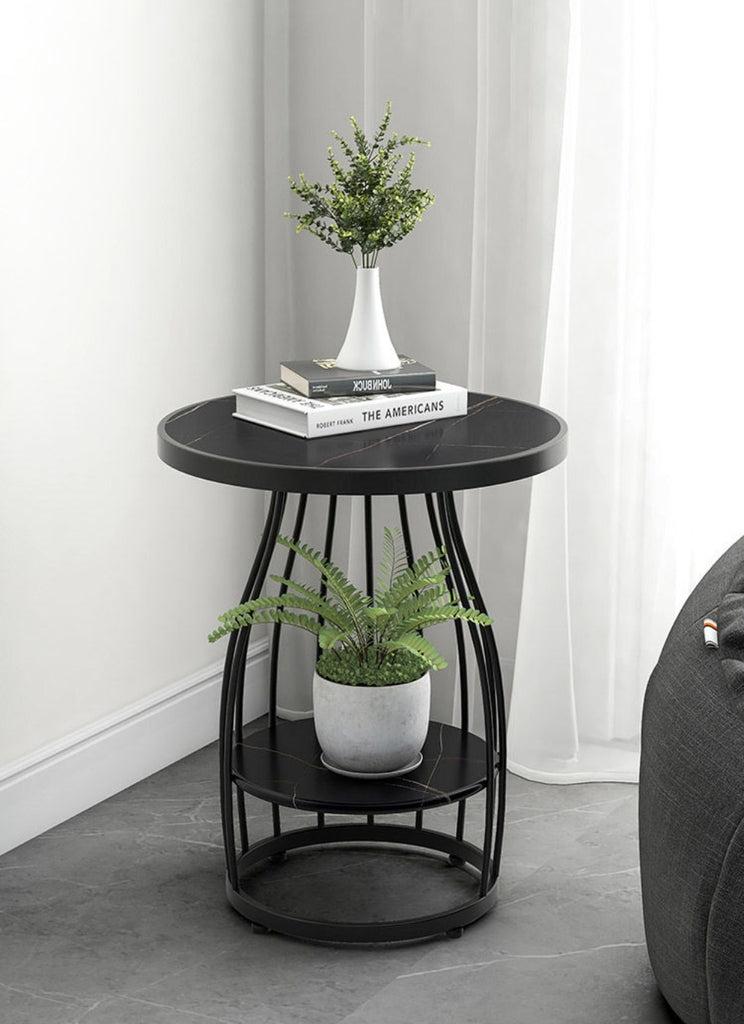 Lixra Set Of 2 Round Marble Finish Side Table