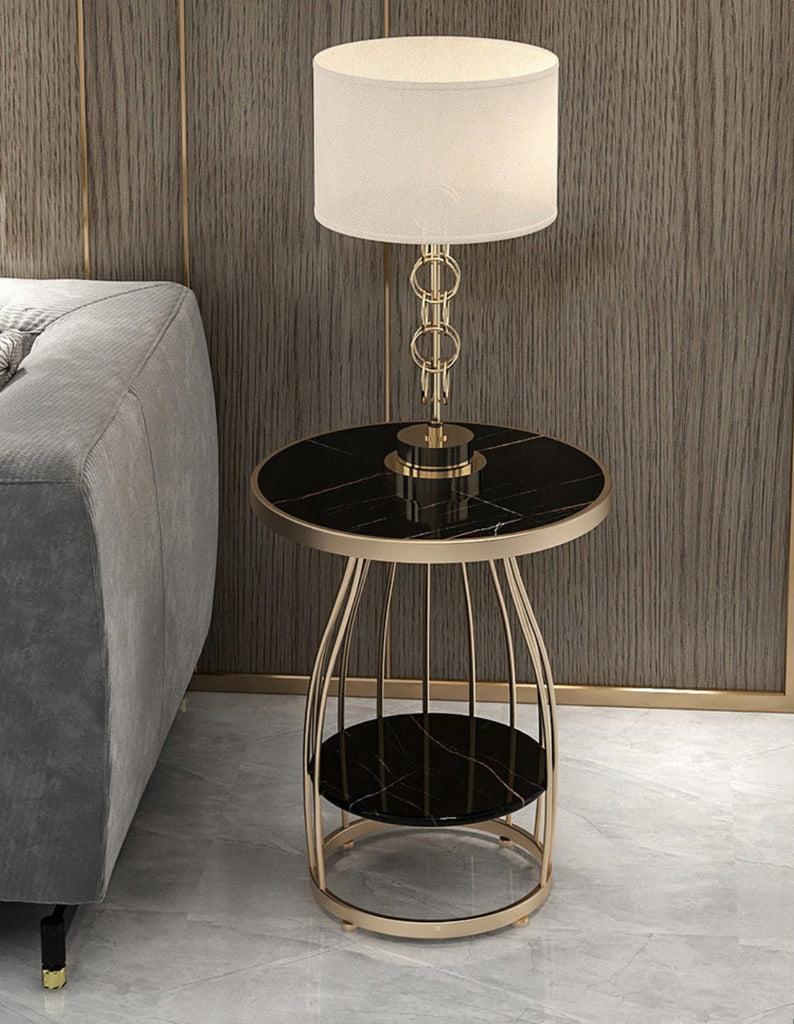 lixra Set Of 2 Round Marble Finish Side Table