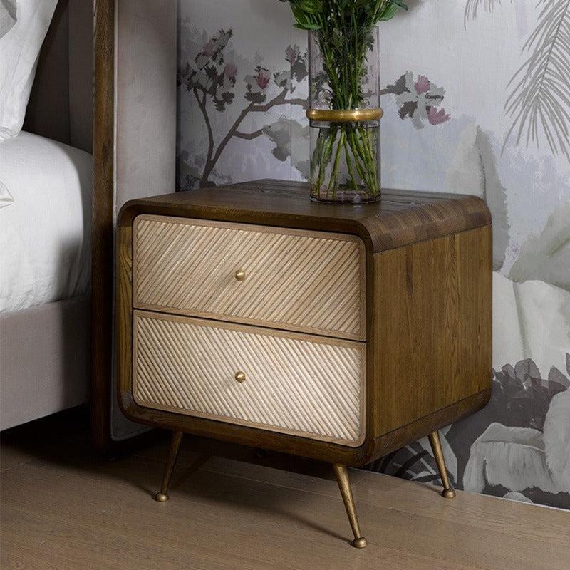 Lixra Set Of 2 Solid Wood Minimalist Nightstands