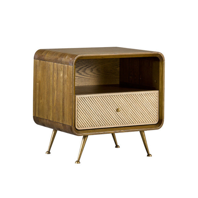 Lixra Set Of 2 Solid Wood Minimalist Nightstands