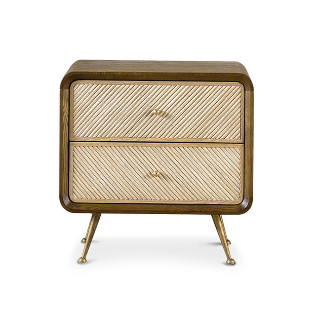 lixra Set Of 2 Solid Wood Minimalist Nightstands