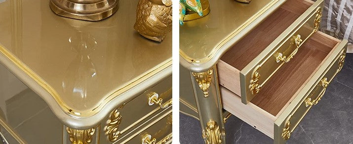 Lixra Set Of 2 Wooden European Carved Nightstands