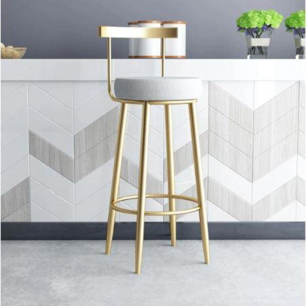 Lixra Set Of 3 Polished Metal Fabric Bar Stools