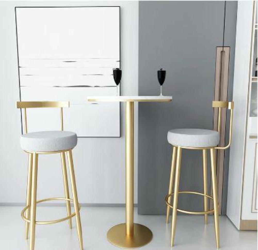 Lixra Set Of 3 Polished Metal Fabric Bar Stools