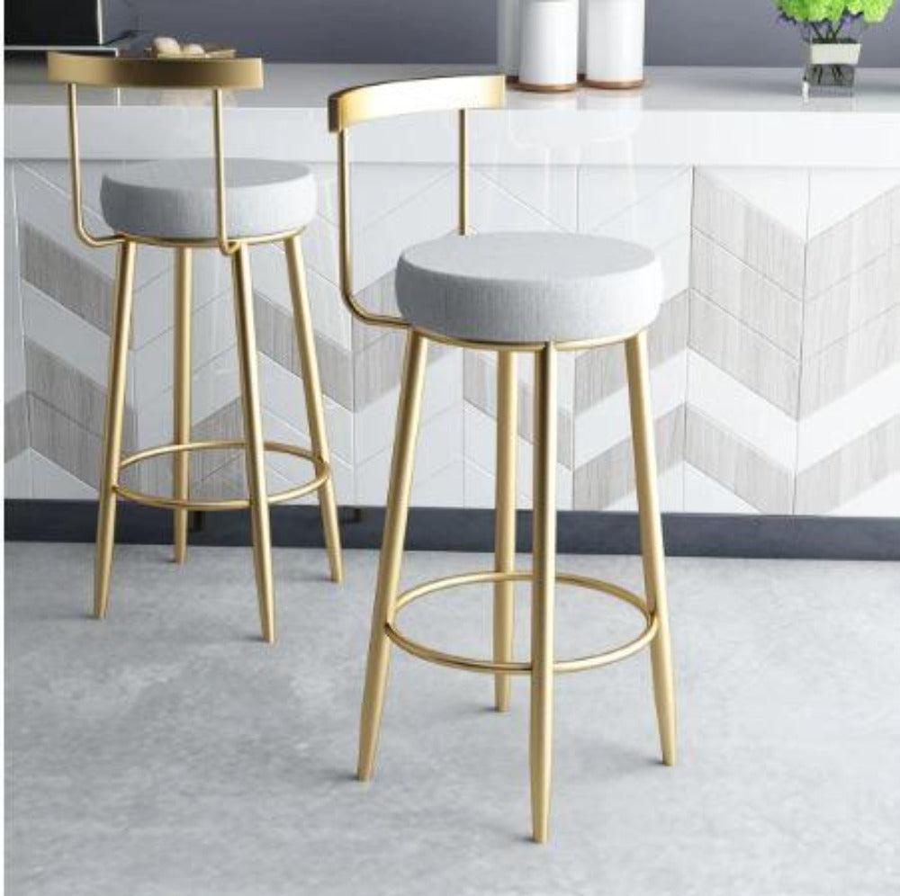 Lixra Set Of 3 Polished Metal Fabric Bar Stools