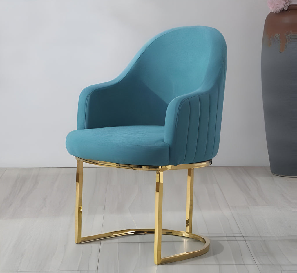 Lixra Set Of 4 Golden Finish Fabric Dining Chairs