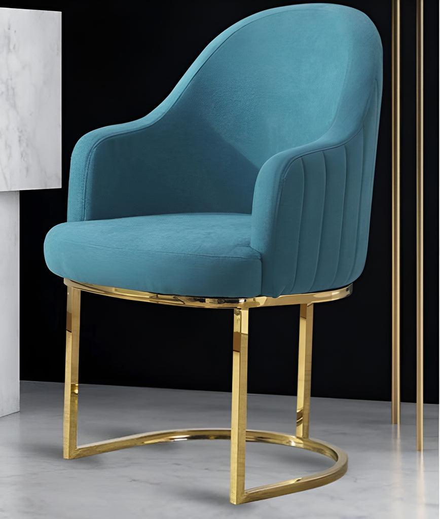 Lixra Set Of 4 Golden Finish Fabric Dining Chairs