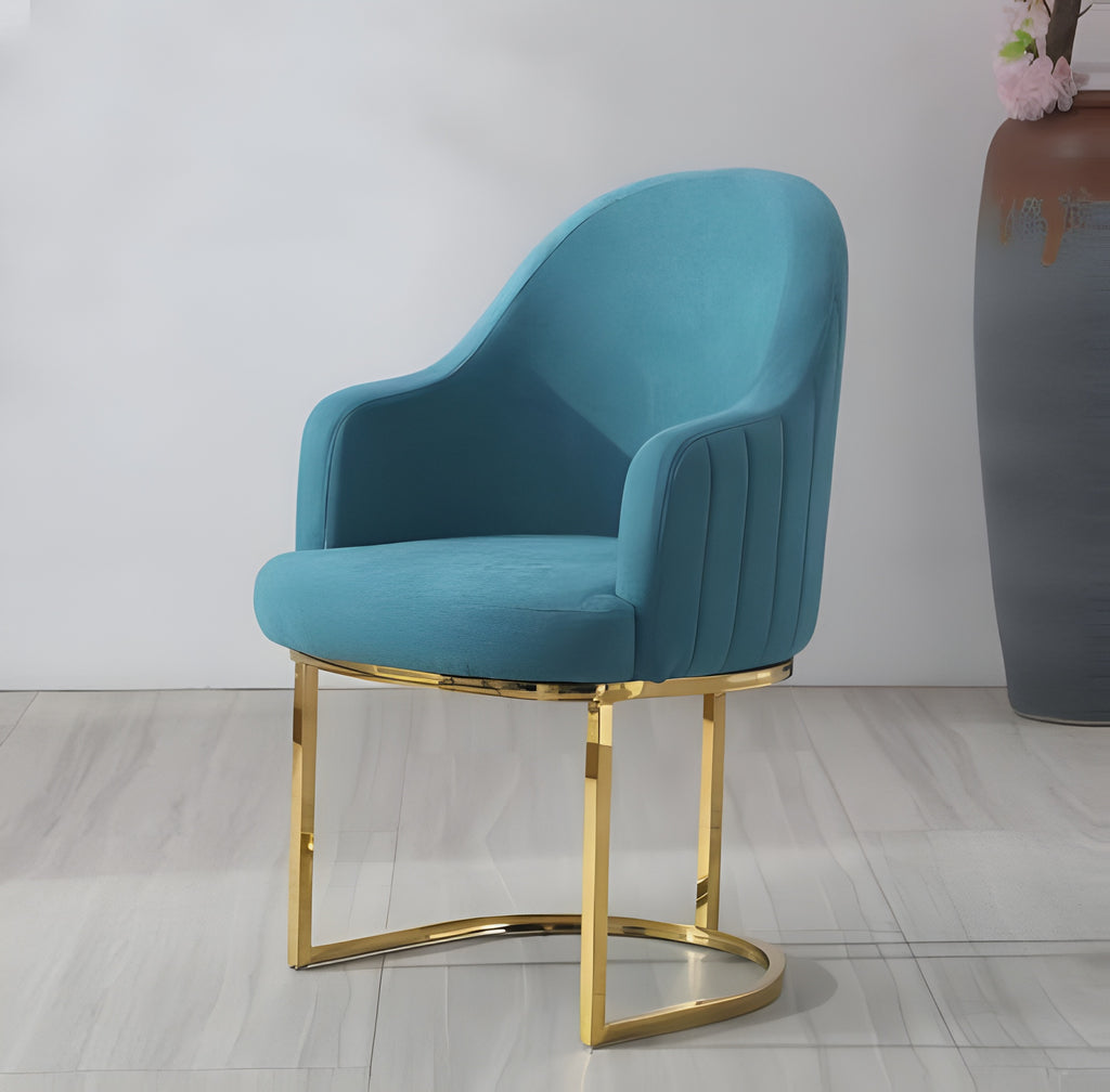 lixra Set Of 4 Golden Finish Fabric Dining Chairs