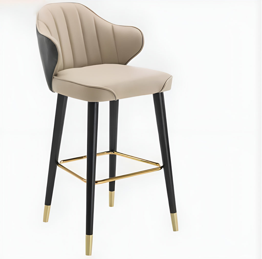 lixra Set Of 4 Leather Curved Back Bar Stools