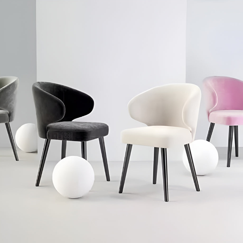 Lixra Sets Of 4 Wooden Finish Fabric Chairs