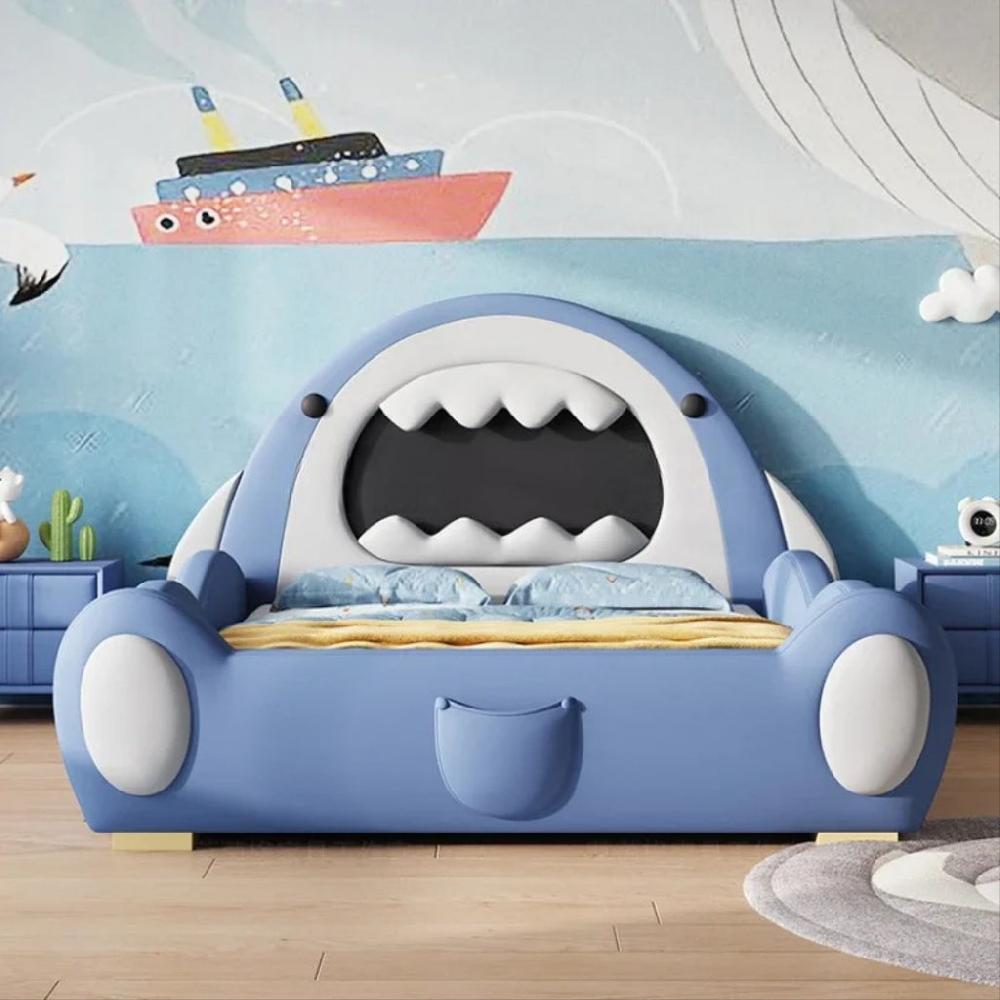 Lixra Shark Design Luxurious Leather Kid's Bed