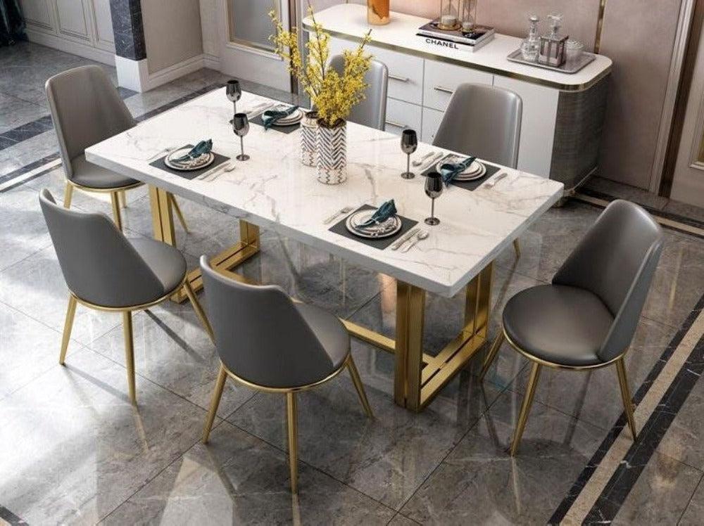Lixra Shine Luxurious Marble-Top Dining Table Set