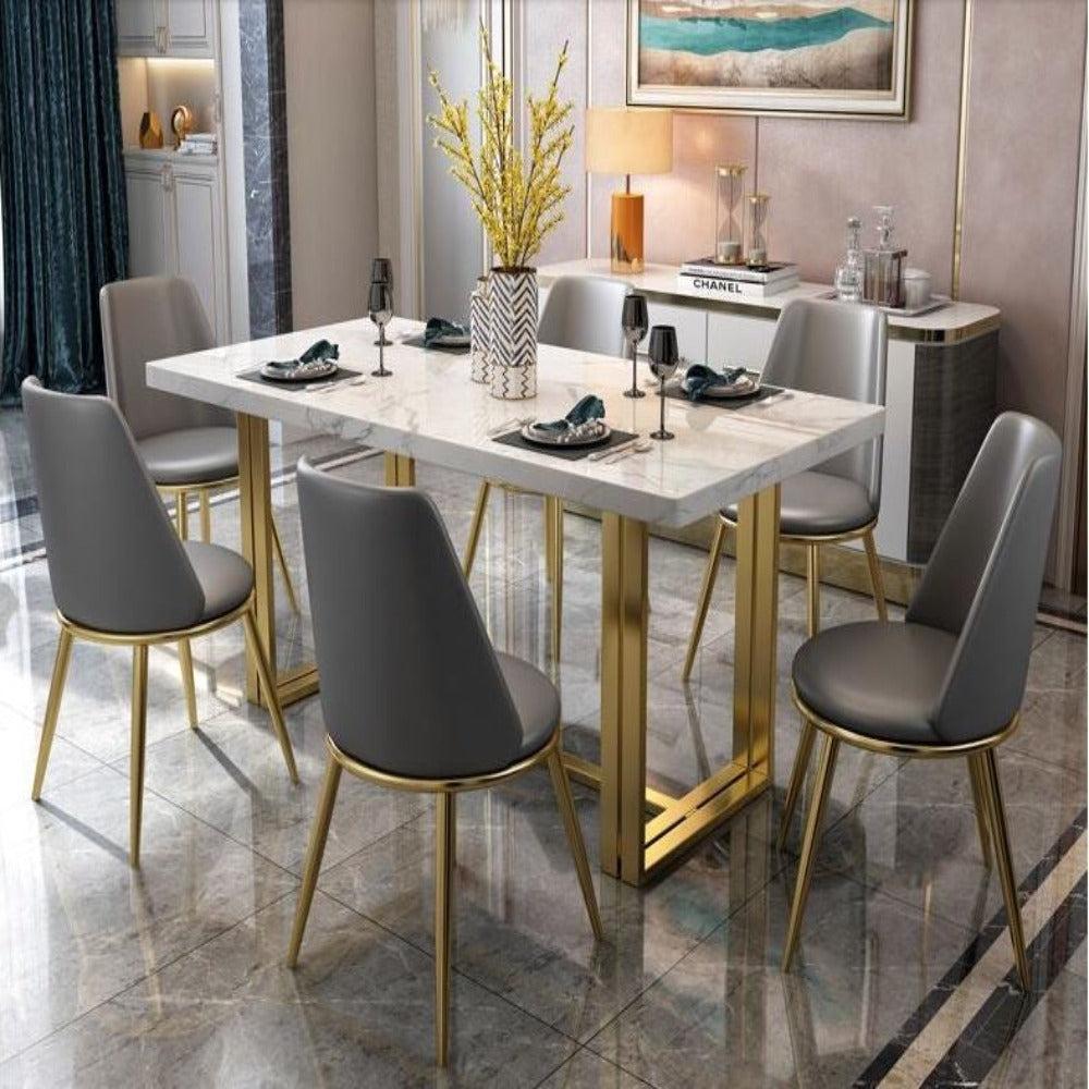 lixra Shine Luxurious Marble-Top Dining Table Set