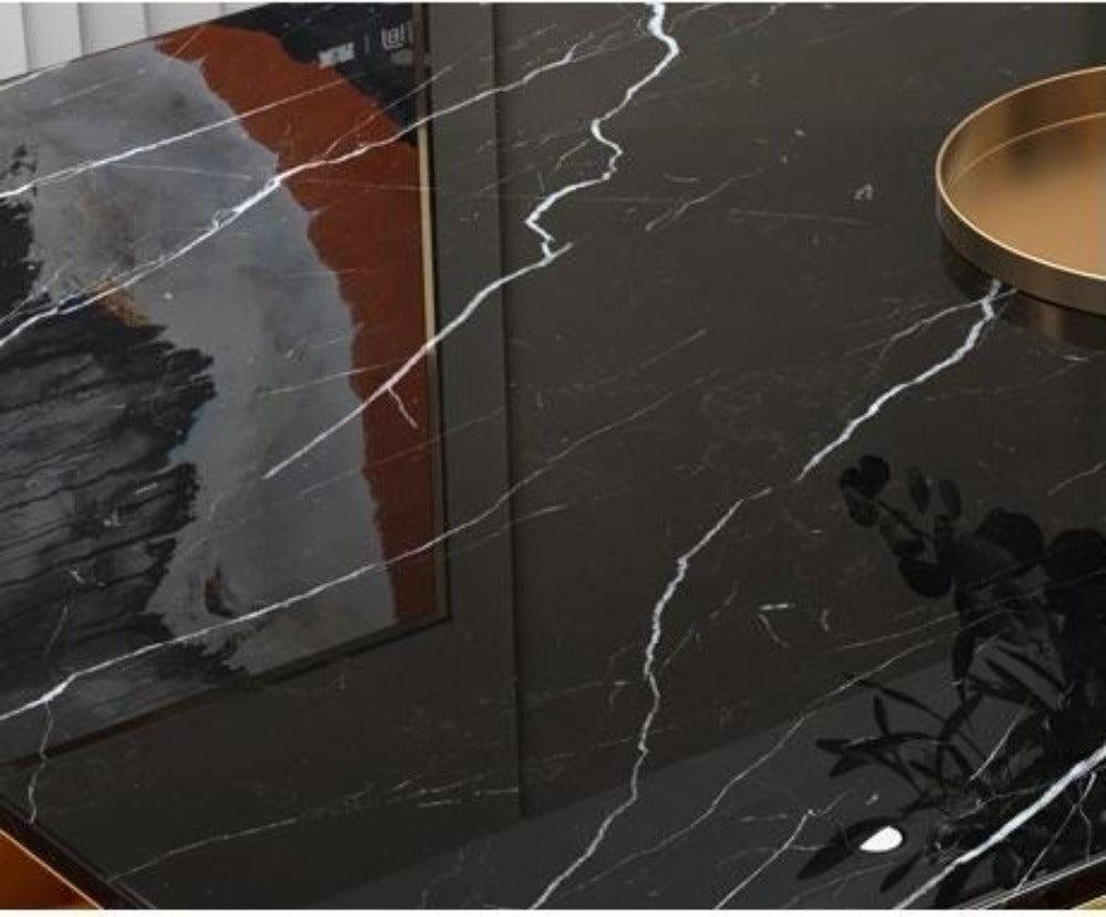 Lixra Shiny Marble Rectangular Dining Table Set