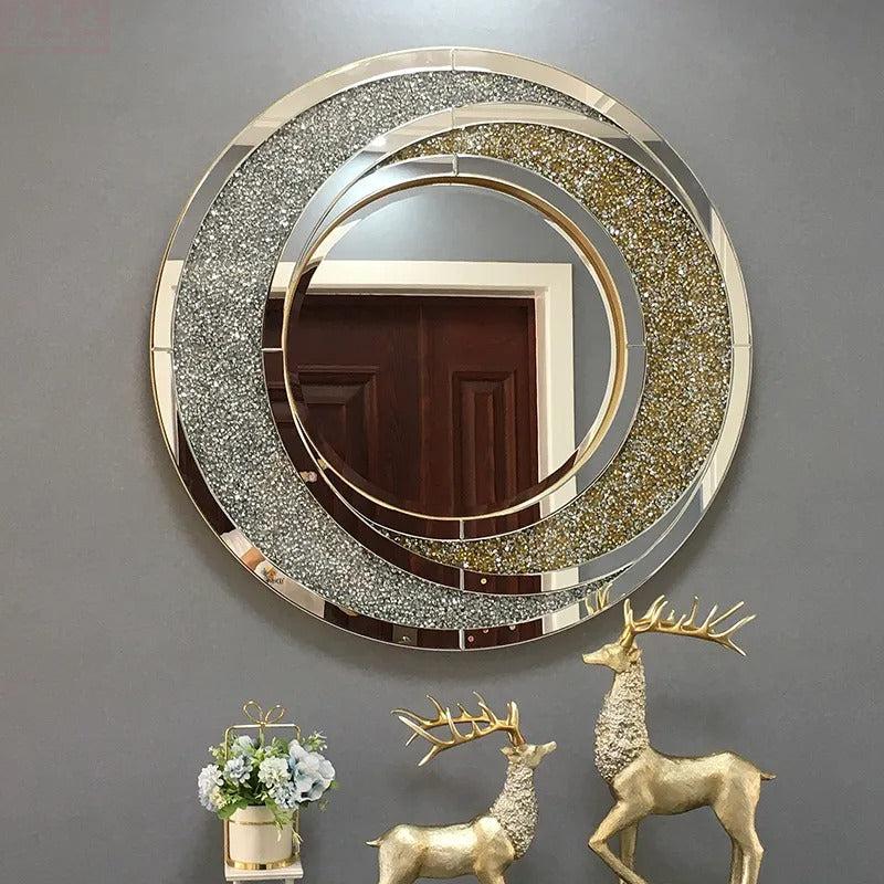 Lixra Silver And Gold Crystal Embroidered Mirror