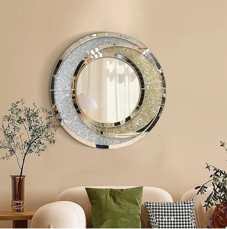 lixra Silver And Gold Crystal Embroidered Mirror