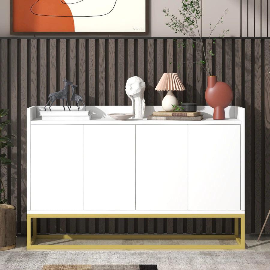 Lixra Sleek White Multi Storage Buffet Table