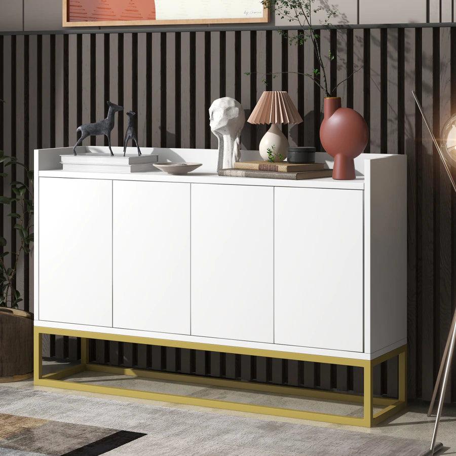Lixra Sleek White Multi Storage Buffet Table