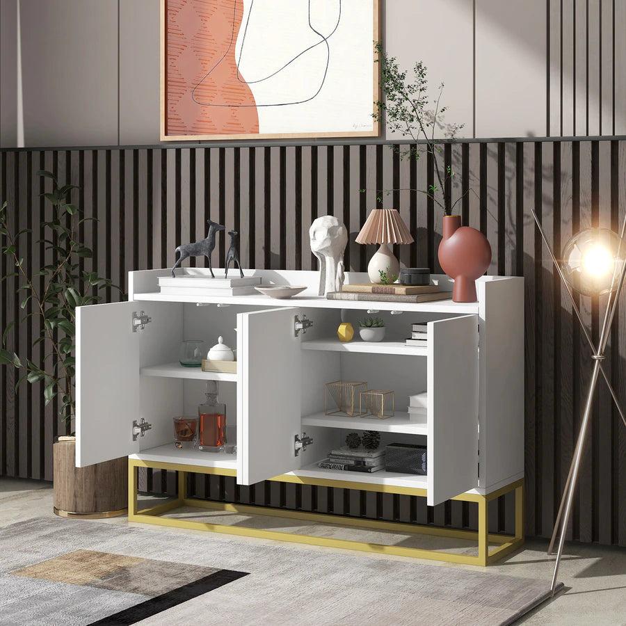 Lixra Sleek White Multi Storage Buffet Table