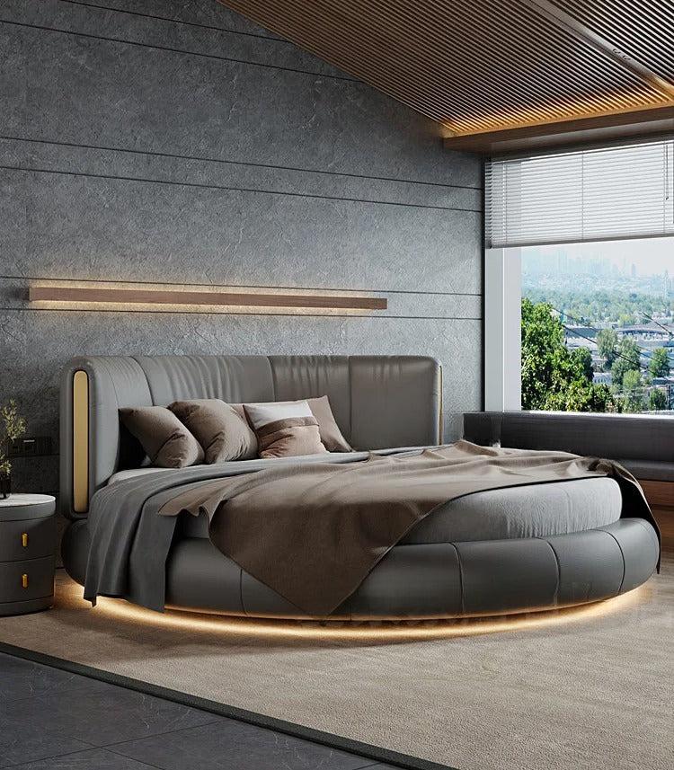 Lixra Smooth Grain Italian Modern Round Bed