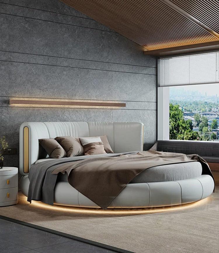 Lixra Smooth Grain Italian Modern Round Bed