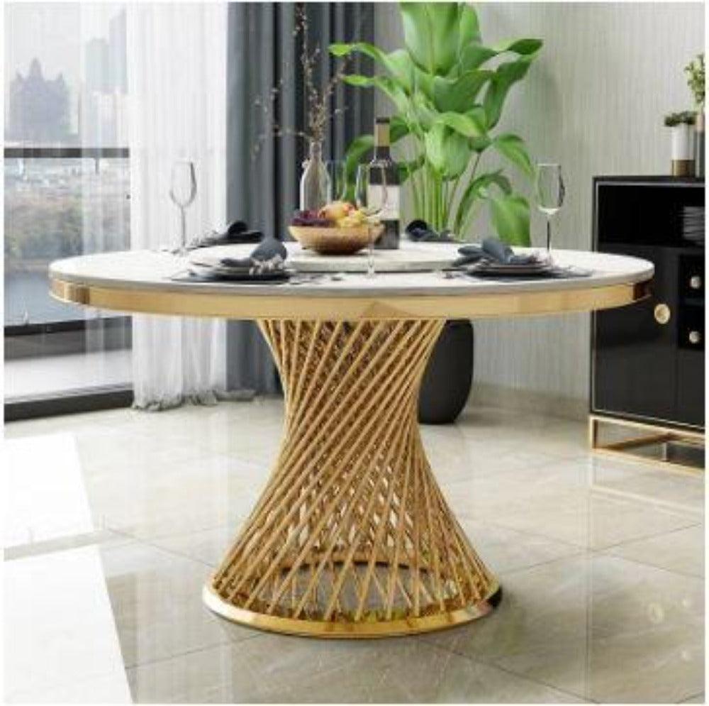 Lixra Solace Round Marble-Top Dining Table
