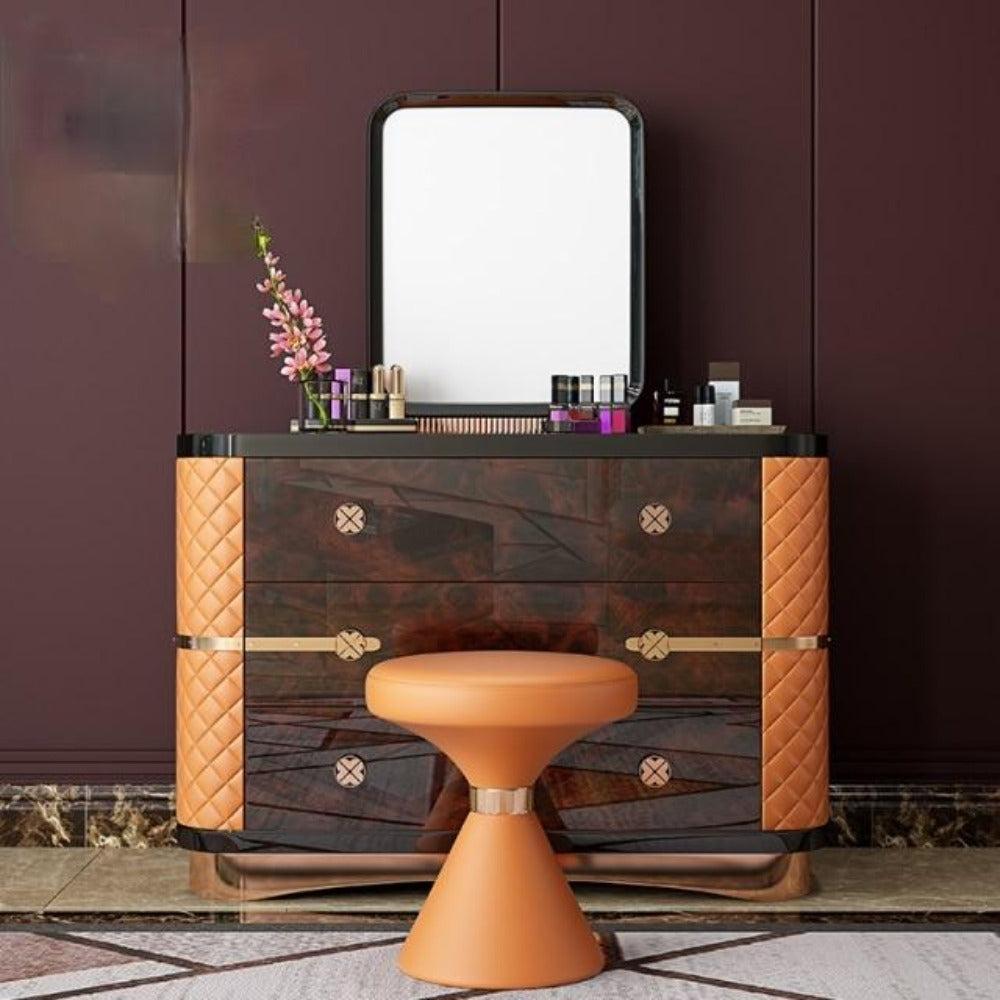 lixra Solid Wooden Crafted Dresser With Stool