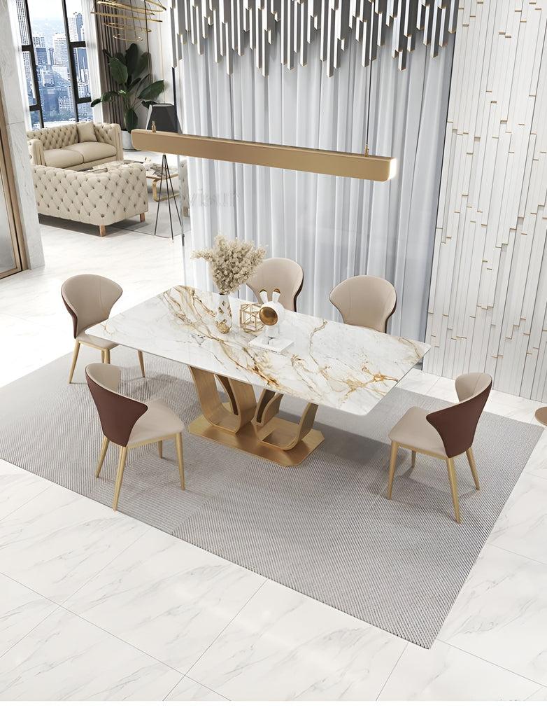 Lixra Splendid Marble-Top Dining Table Set