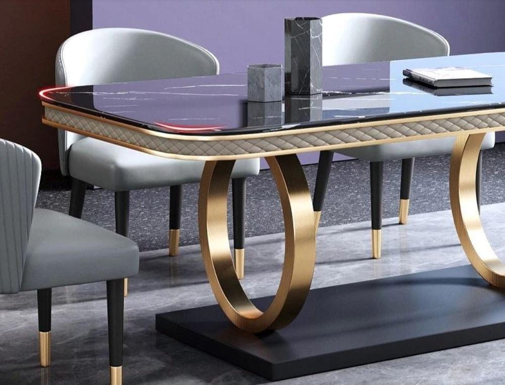 Lixra Splendid Steel Construct Marble Dining Table