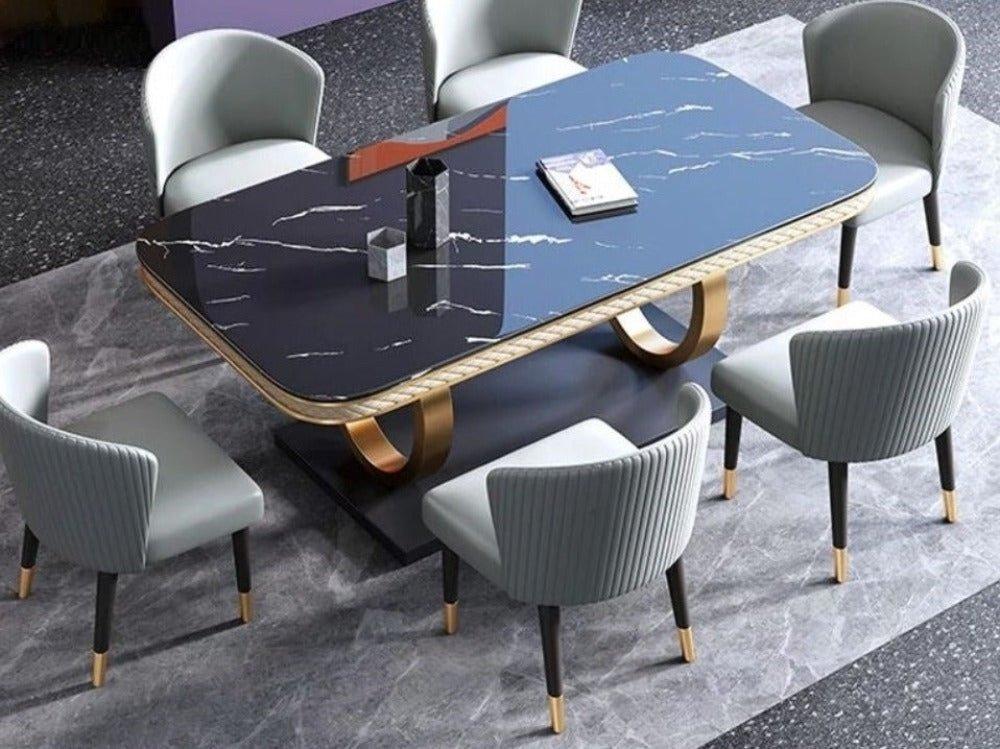 lixra Splendid Steel Construct Marble Dining Table