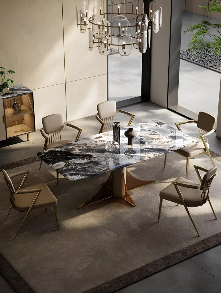 Lixra Splendiferous Marble-Top Dining Table Set