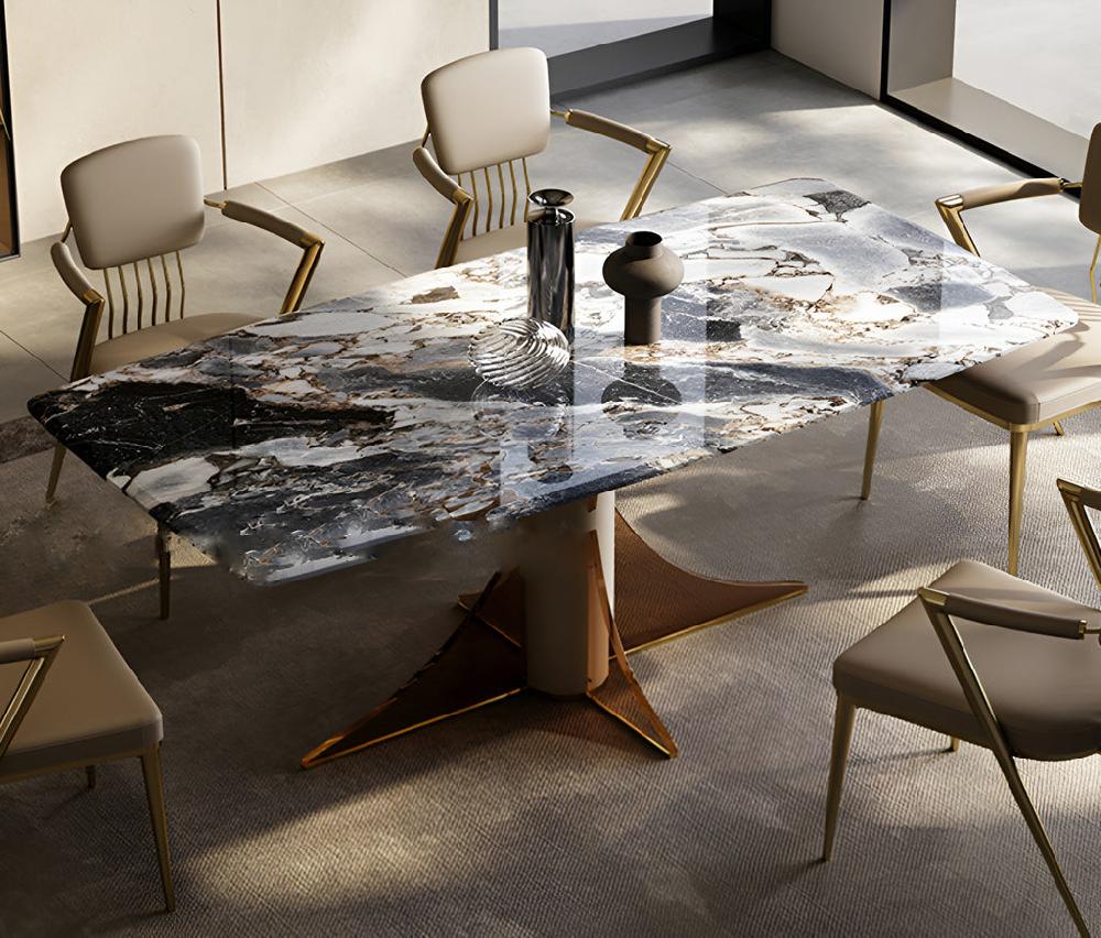 Lixra Splendiferous Marble-Top Dining Table Set