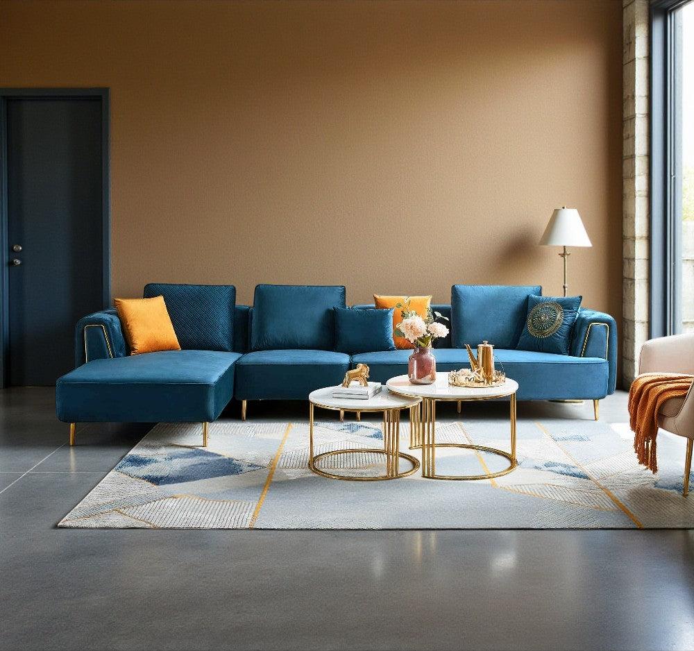 Lixra Splendorous Fabric Sectional Sofa Set