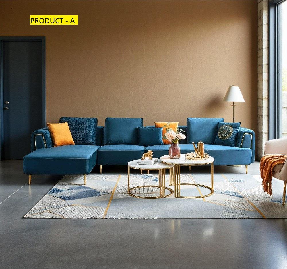 Lixra Splendorous Fabric Sectional Sofa Set