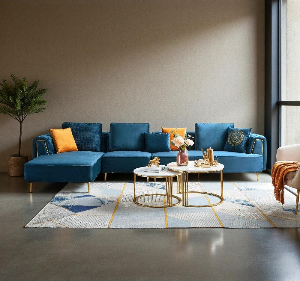 Lixra Splendorous Fabric Sectional Sofa Set