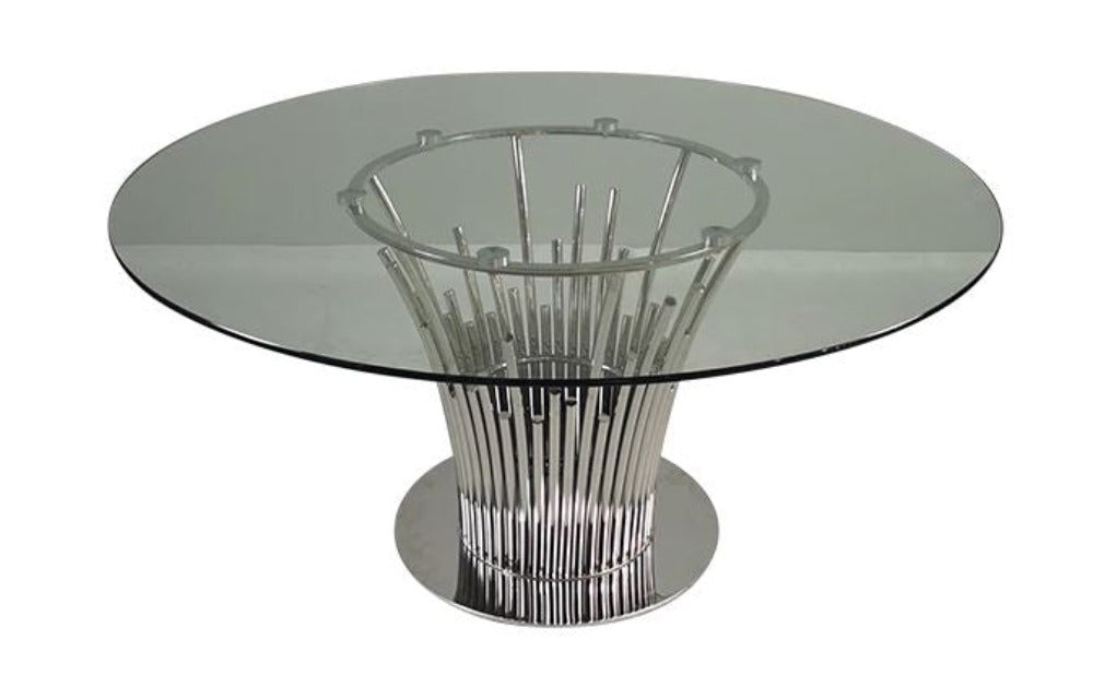 Lixra Stainless Steel Construct Glass Dining Table