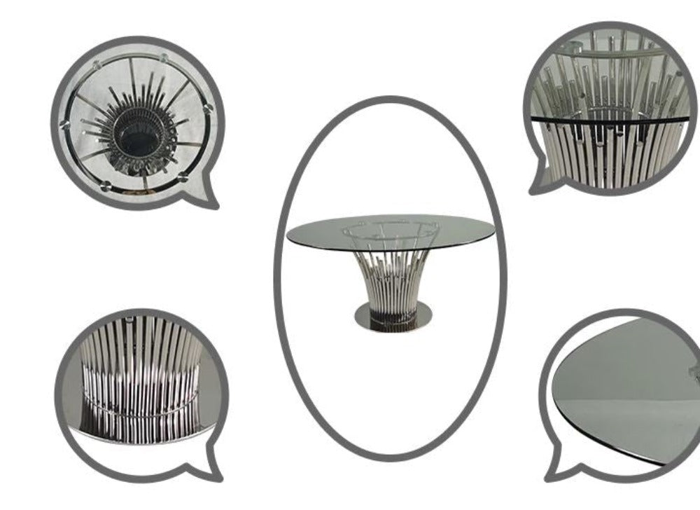 Lixra Stainless Steel Construct Glass Dining Table