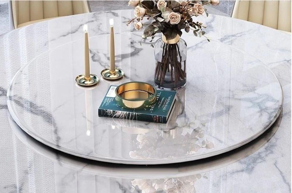 Lixra Stainless Steel Marble Top Dining Table Set