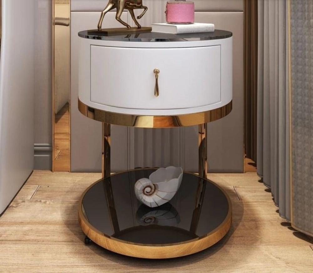 Lixra Steel Base Luxury Glass Night Stand