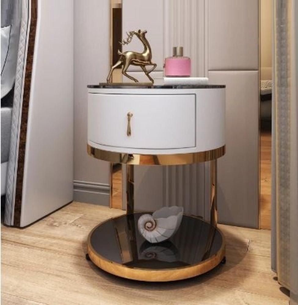 Lixra Steel Base Luxury Glass Night Stand