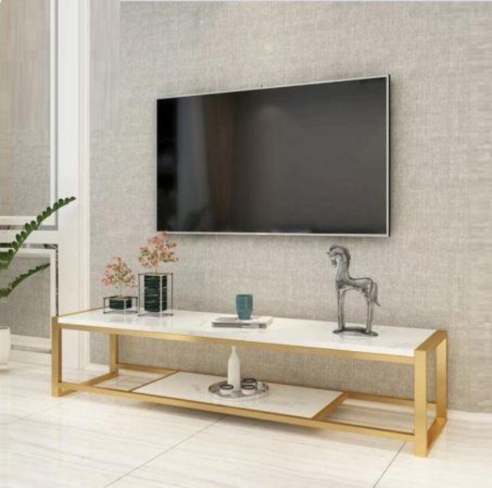 Lixra Storage Efficient Luxurious Marble TV Stand