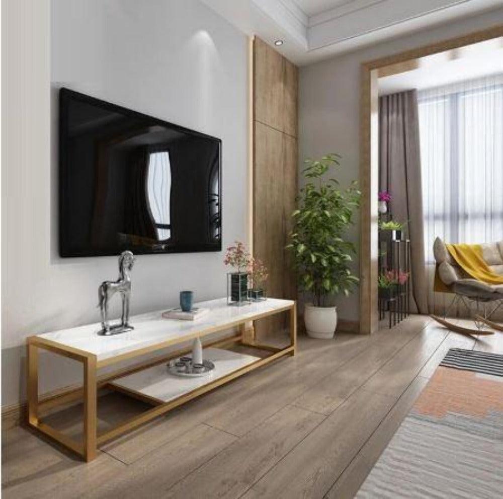 Lixra Storage Efficient Luxurious Marble TV Stand