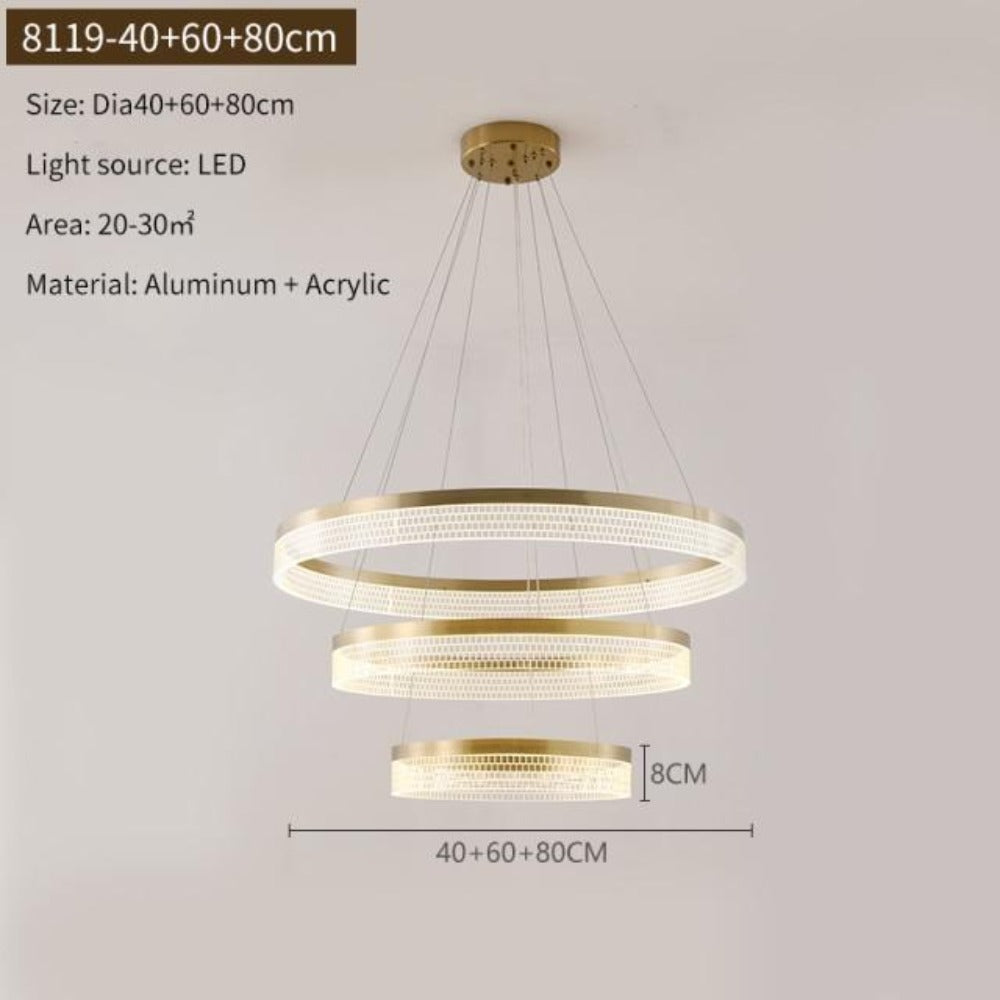 Lixra Stylish Acrylic 3-Rings Pendant Light