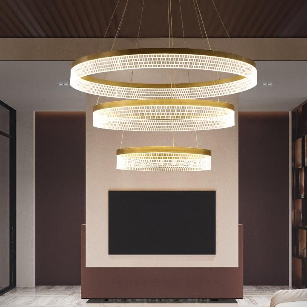lixra Stylish Acrylic 3-Rings Pendant Light