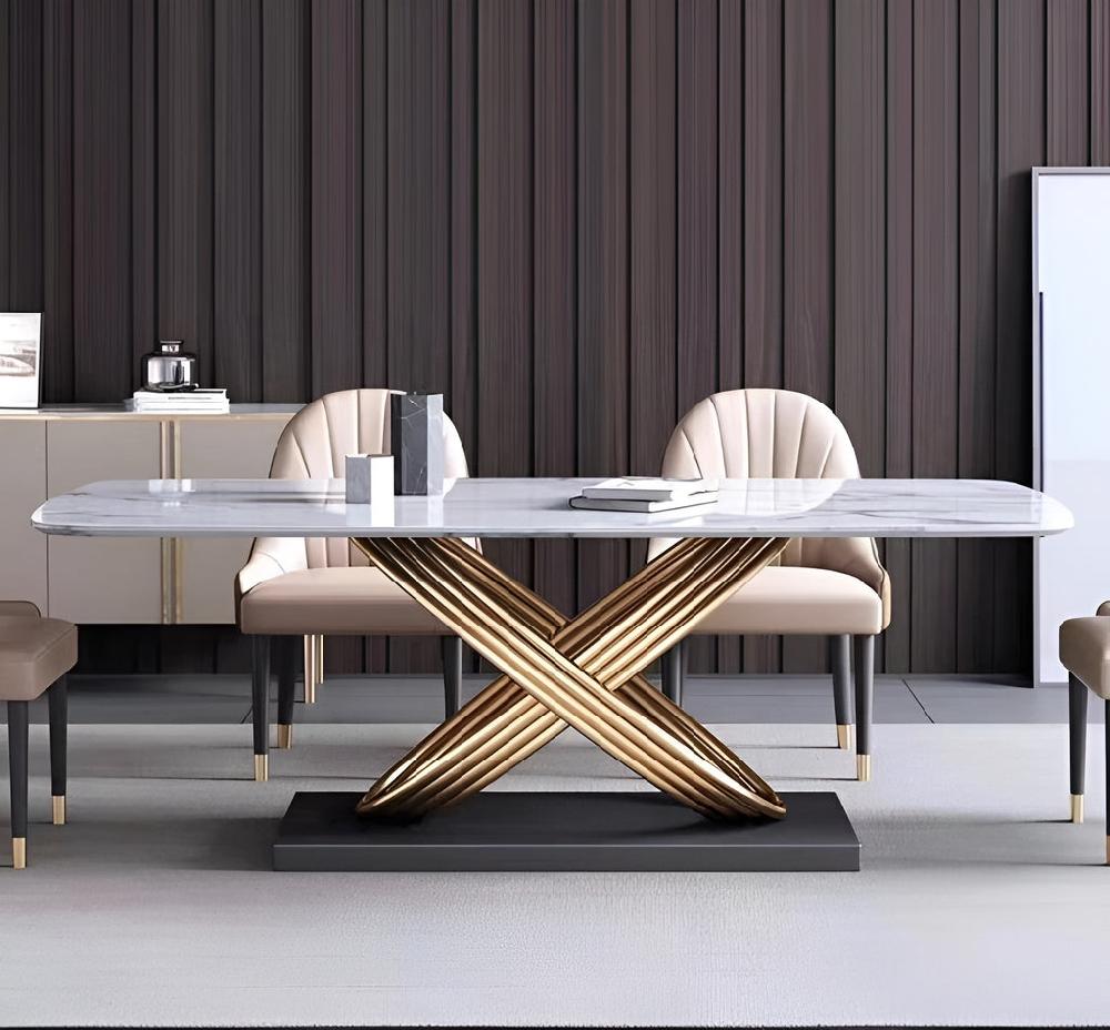 Lixra Stylish Marble Dining Table Set With Chairs