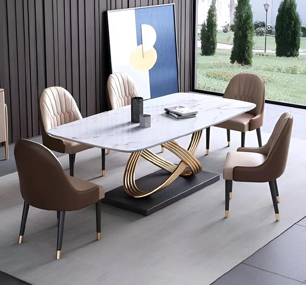Lixra Stylish Marble Dining Table Set With Chairs