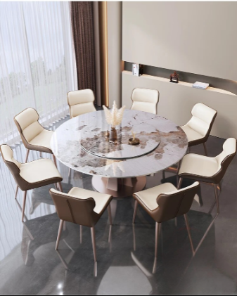Lixra Stylish Round Marble-Top Dining Table
