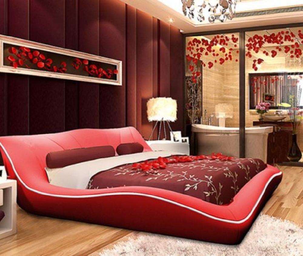 Lixra Stylish Wave Shape Modern Leather Bed
