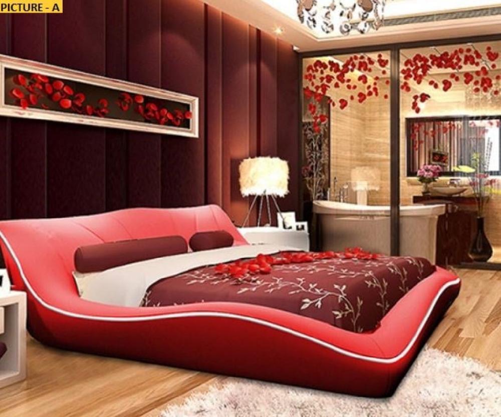 Lixra Stylish Wave Shape Modern Leather Bed